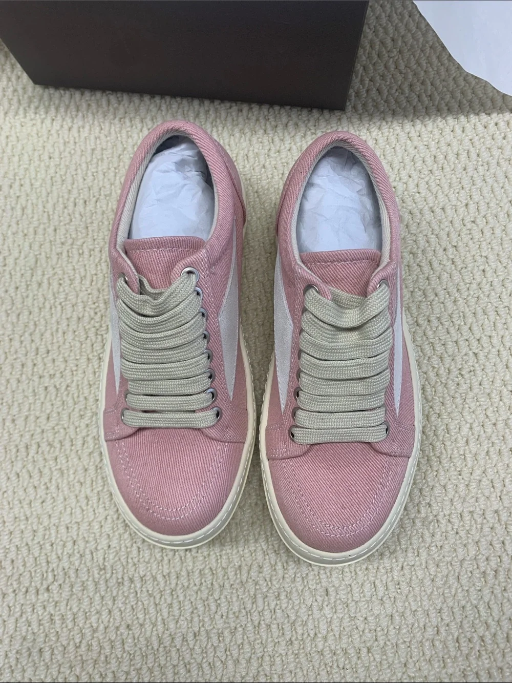 Women’s Pink Canvas Low-Top Platform Sneakers with Cream Sole